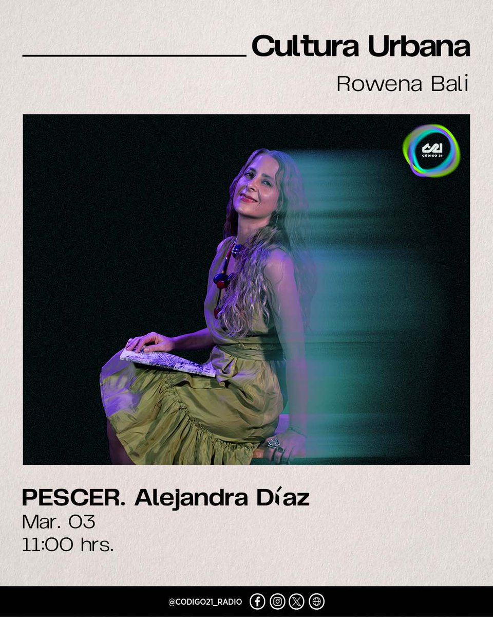 codigo21_radio's tweet photo. 🏙️📚 @rowenabali charla con Alejandra Díaz sobre “PRESCER”, una iniciativa de la @UACM para mujeres privadas de libertad en la CDMX. Conoce esta historia de resilincia en #CulturaUrbana ✨

🕚 11:00 hrs.
🔗 https://t.co/5Xi3ppXmOP | https://t.co/kXMehXYKE5
#LoQueTienesQueEscuchar https://t.co/7YfN0CI4Wx