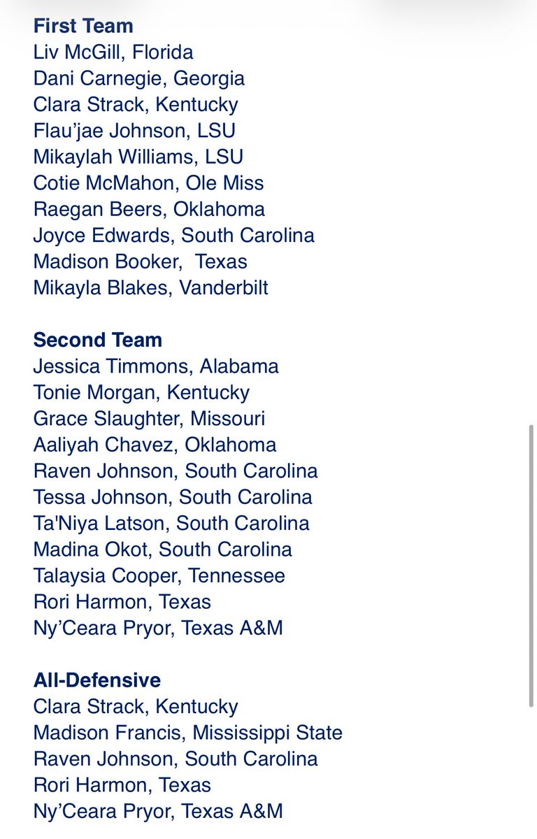 BREAKING: Raven Johnson is your SEC Defensive Player of the Year! 

Joyce Edwards named to the 1st team. Raven, Tessa Johnson, Ta’Niya Latson, and Madina Okot all on the 2nd team

Mikayla Blakes is Player of the Year. Shea Ralph Coach of the Year.

<a href="/GamecockWBB/">South Carolina Women's Basketball</a> | <a href="/wachfox/">WACH FOX</a>