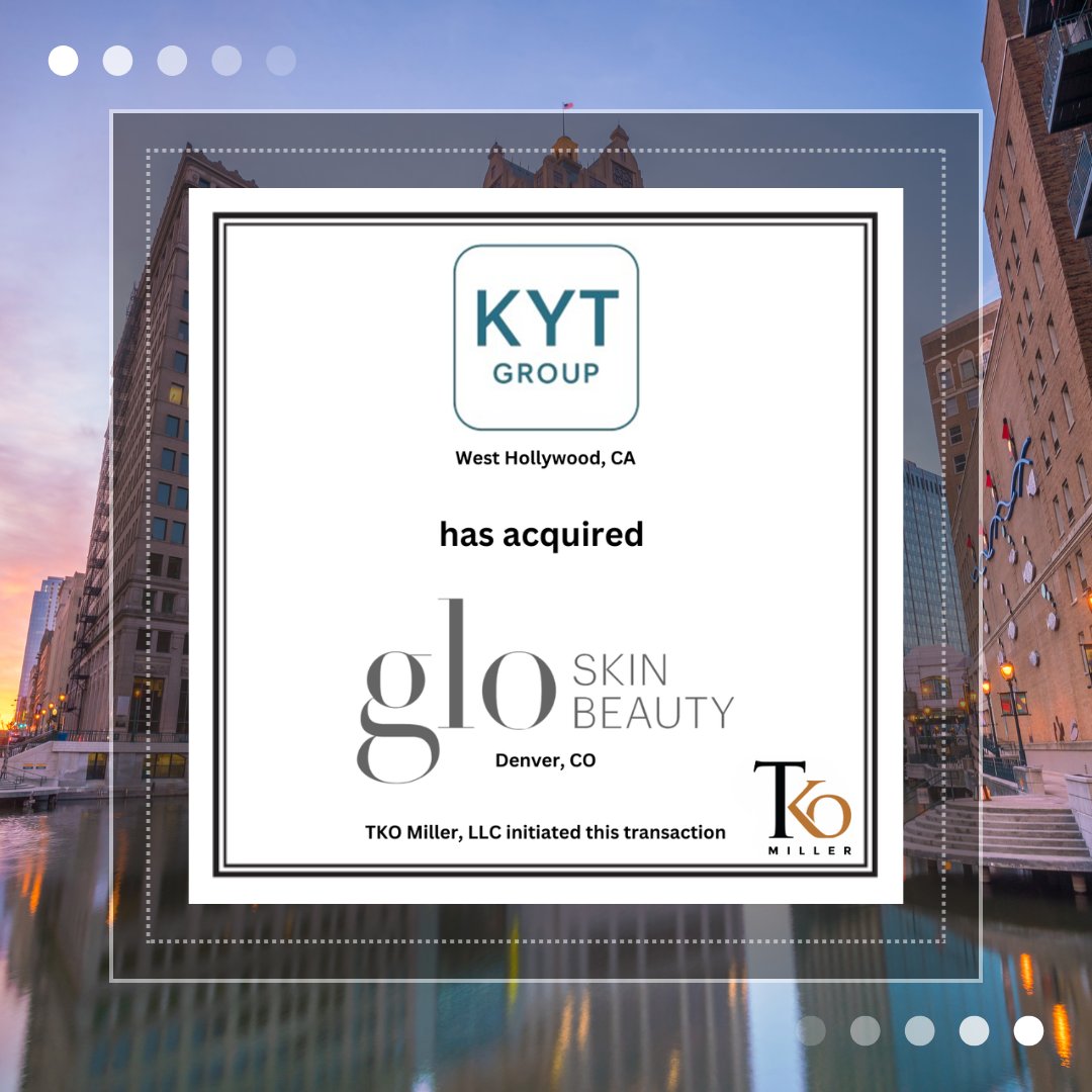 TKOMillerLLC's tweet photo. 🚨 Transaction Announcement 🚨
TKO Miller is proud to have advised KYT Group, a consumer-focused investment and advisory firm, on its acquisition of Glo Skin Beauty, a leading premium, clean and clinical, skin and beauty brand. 👉 Read the full announcement: https://t.co/toRGQ10PGe

#transactionannouncement #mergersandacquisitions #tkomiller #middlemarket #consumerproducts