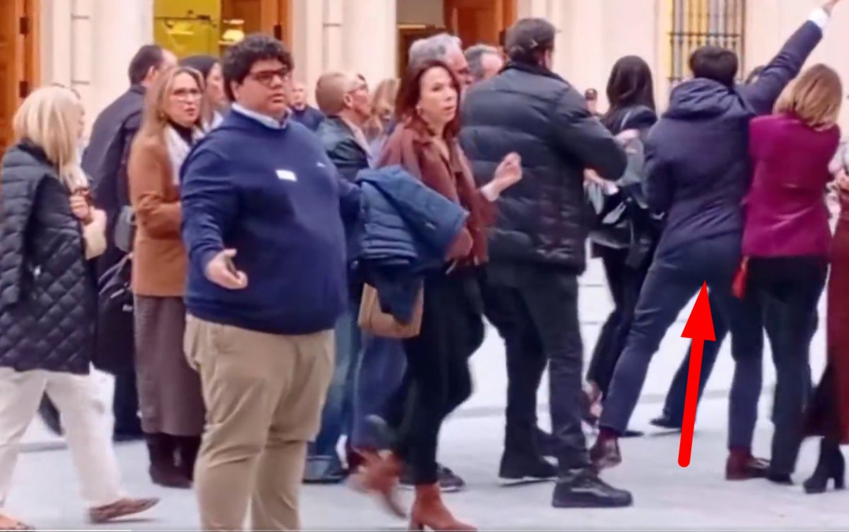 📣 Una de las circunstancias más graves de la agresión de Vito Quiles a Sarah Santaolalla es la inactividad de la <a href="/policia/">Policía Nacional</a> presente que no actúa hasta que no se reclama su intervención, a pesar de conocer los antecedentes del acosador con la periodista.