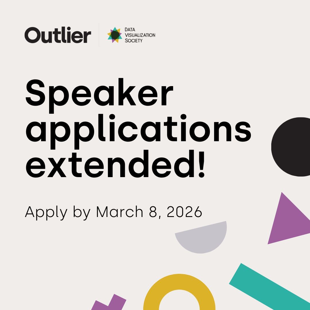 DataVizSociety's tweet photo. 📢 Outlier 2026 speaker applications have been extended to March 8. We want to hear from you! We're also looking for more interactive talks and workshops. Apply now: https://t.co/YjiA2QiWjU https://t.co/rTMvHRev5u