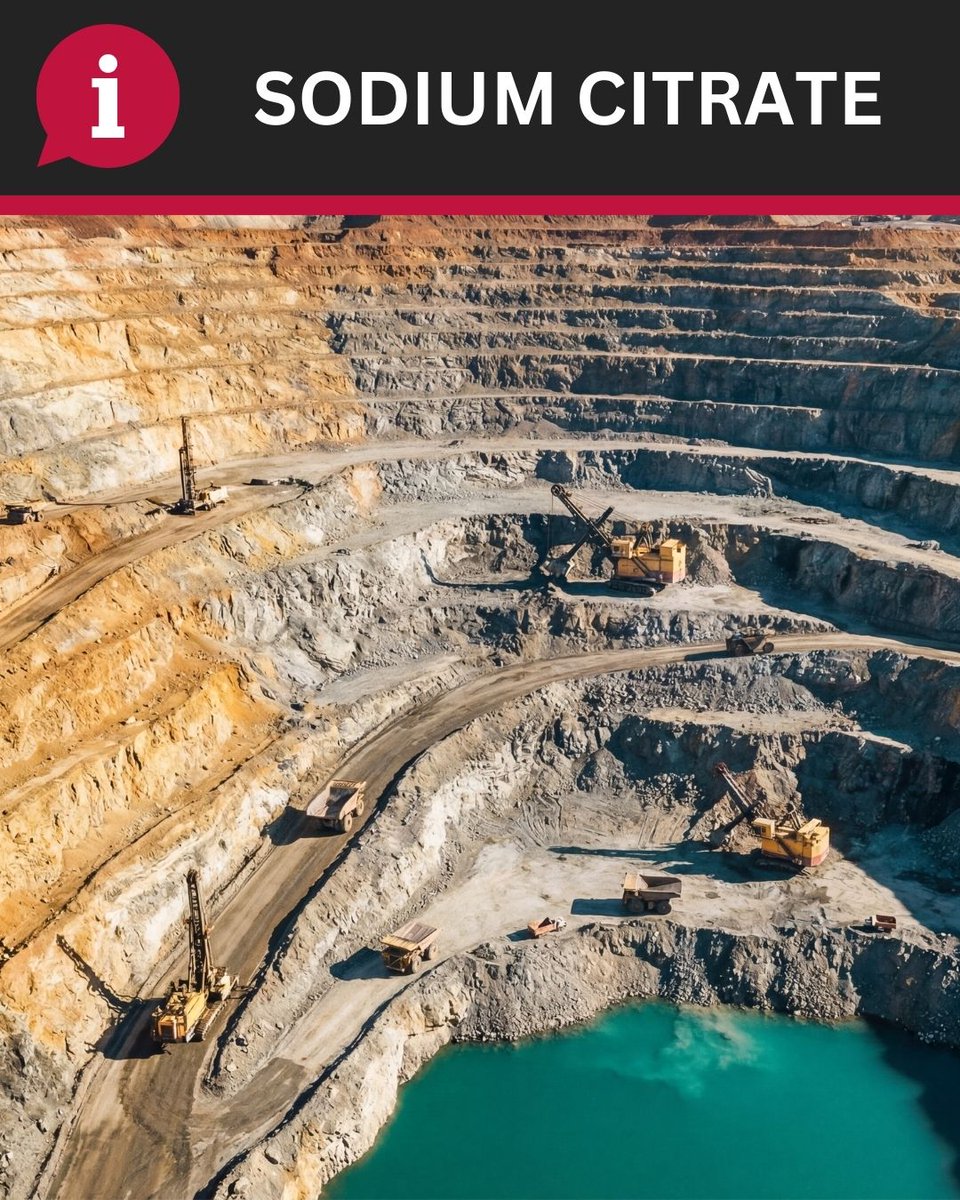 CaronTransport's tweet photo. What’s in the tank? This month’s spotlight: Sodium Citrate!

In the mining world, sodium citrate is used as a process additive to help control pH levels and bind metal ions during mineral processing. 

#TheMoreYouKnow #MiningIndustry #ChemicalTransport https://t.co/T4Xm1MjiI0