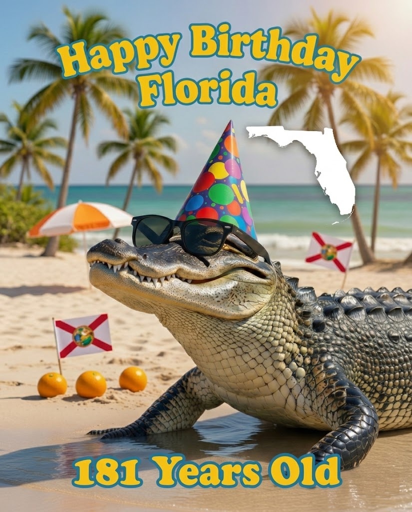 HAPPY BIRTHDAY #FLORIDA! On this day in 1845 it became the 27th state. Lookin' good for 181! 🌴