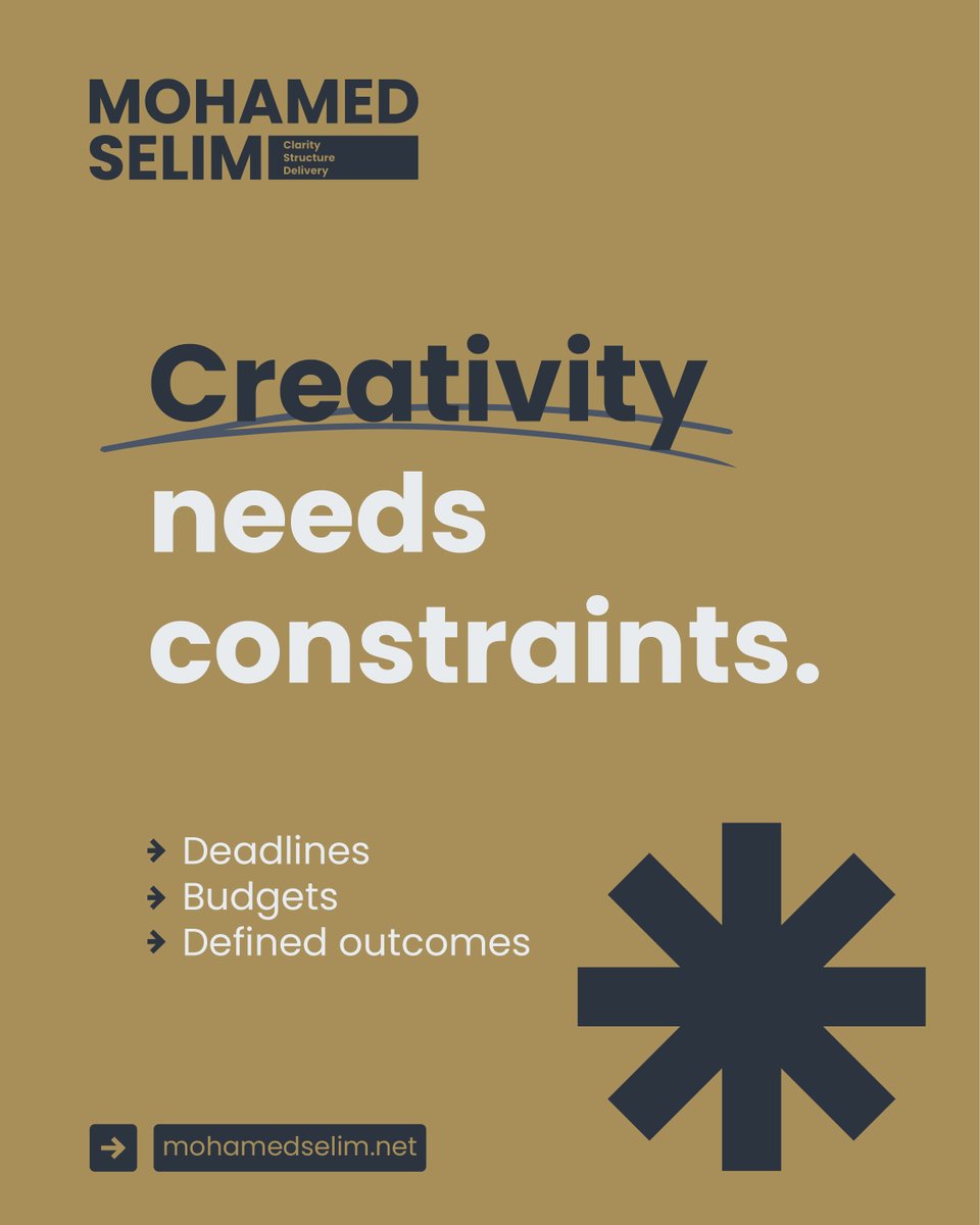 SelimPMs's tweet photo. Creativity needs constraints

Deadlines
Budgets
Defined outcomes

Without structure, ideas drift, revisions grow, timelines collapse
Clear constraints create focus. Focus improves quality. Quality builds trust

Without structure, creative work collapses

https://t.co/sJd4ERkFkH https://t.co/dXDcLfIEjX