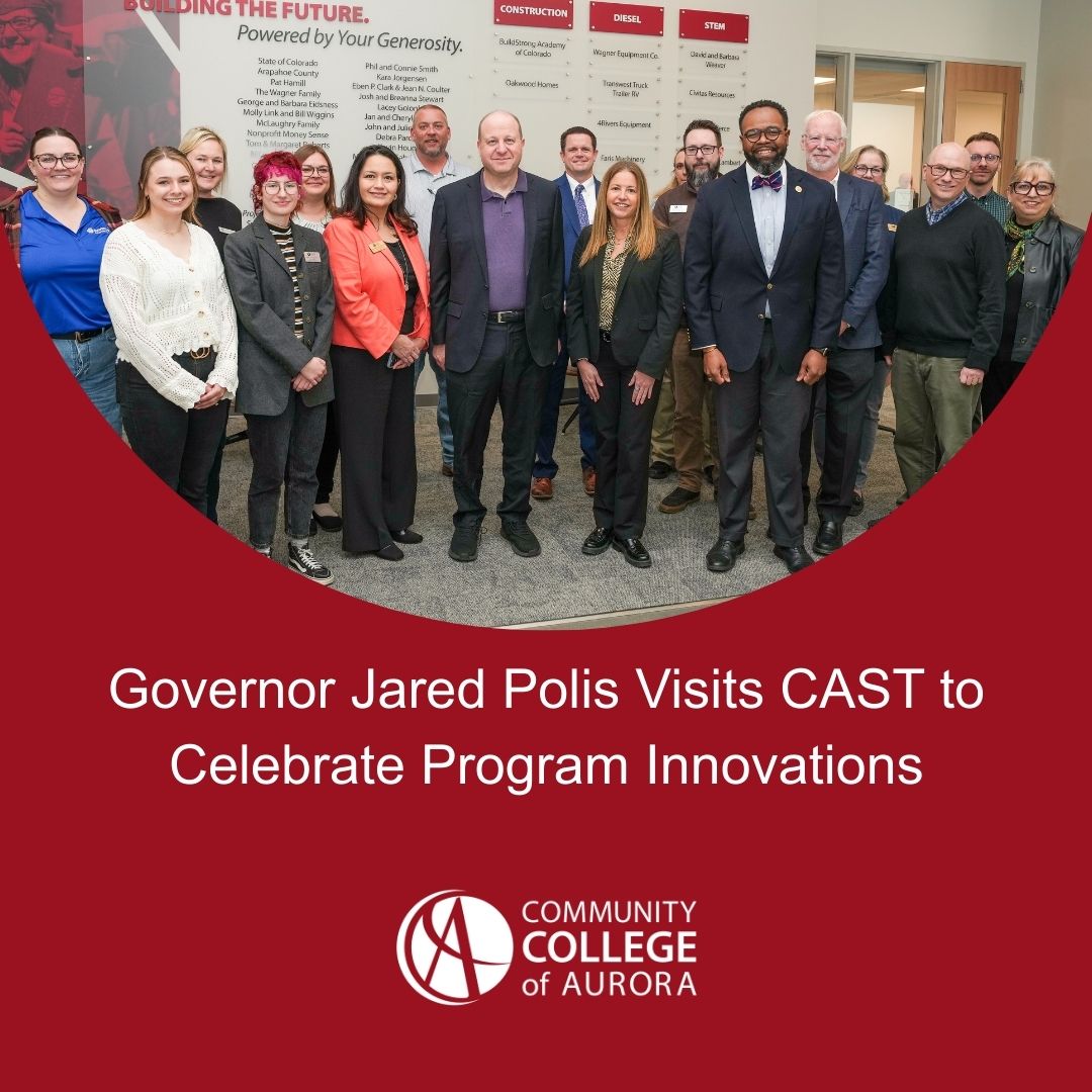 CCAurora's tweet photo. On Friday, CCA hosted Colorado Governor Jared Polis at the new CAST building. Alongside other education leaders, he toured the building’s spaces and learned how the programs there are paving the way in Colorado workforce training.
#educationpathways #workforcestrong @GovofCO https://t.co/skkZZuZzXw