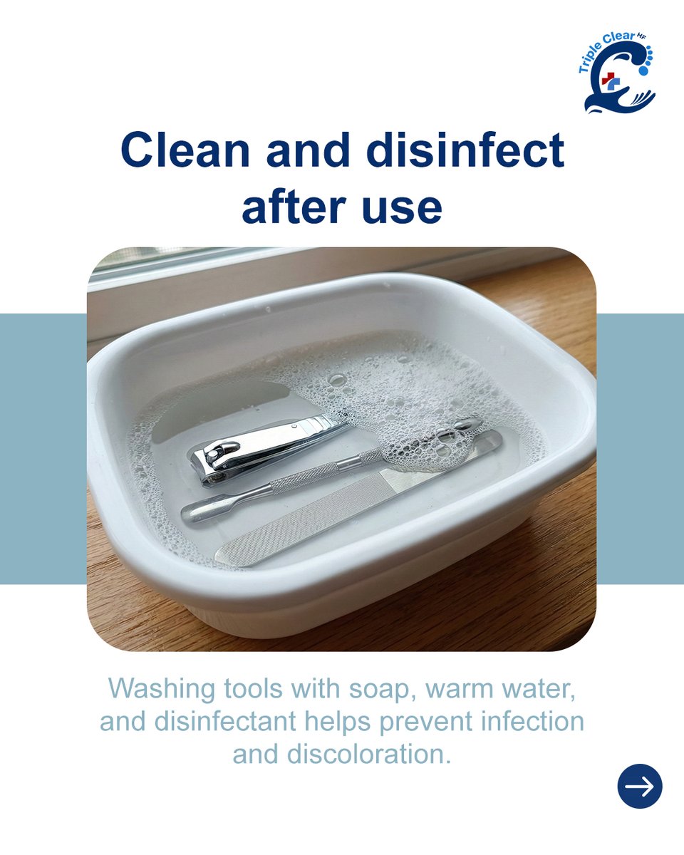 TripleClearHF's tweet image. Healthy nails start with clean tools.

Use personal clippers, disinfect, and store properly.

Finish with Triple Clear HF to protect and strengthen.

Strong nails start here: TripleClearHF.com

#NailHealth #CleanTools #NailProtection #TripleClearHF #HealthyHabits