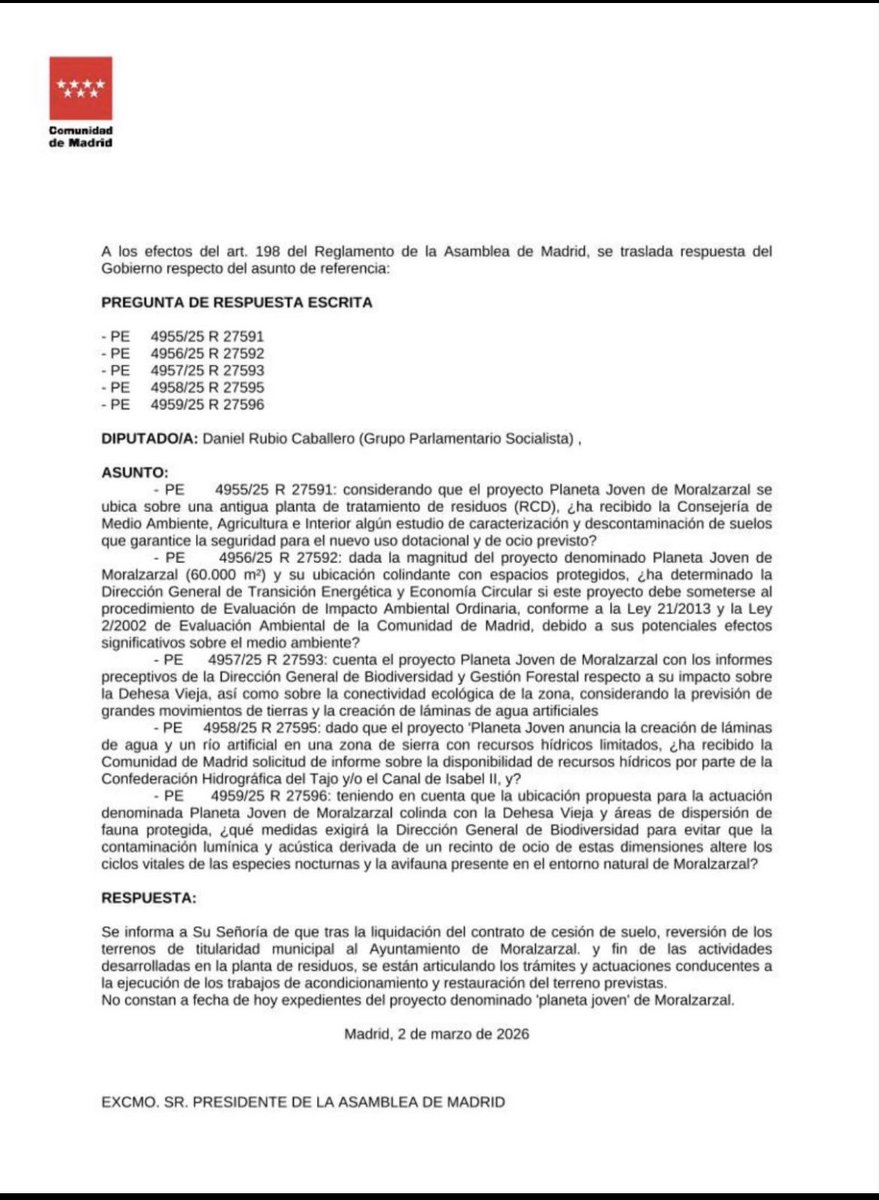 Al final PLANETA JOVEN no era un macroproyecto, sino humo electoral.
Gracias al <a href="/PSOEdeMoral/">PSOE DE MORAL🌹</a> por demostrar el bulo del pp de #moralzarzal y aclarar lo que realmente había detrás de esa promesa.
CERO COMPROMISO CON LOS JÓVENES DEL MUNICIPIO .

¿Lo explicarán los concejales