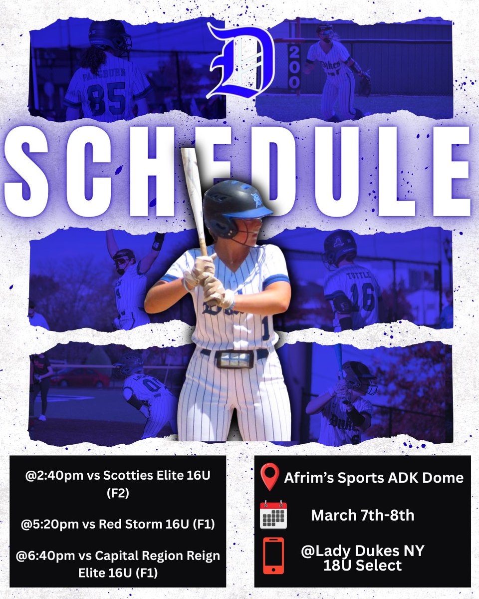 ladydukesshort's tweet photo. This weekend our Dukes will have their final dome tournament of the winter season. Pool play starts on Saturday, followed with bracket play on Sunday. Follow along on GameChanger! Good luck, ladies!! 🥎🥎 https://t.co/JdSvS4KC9n