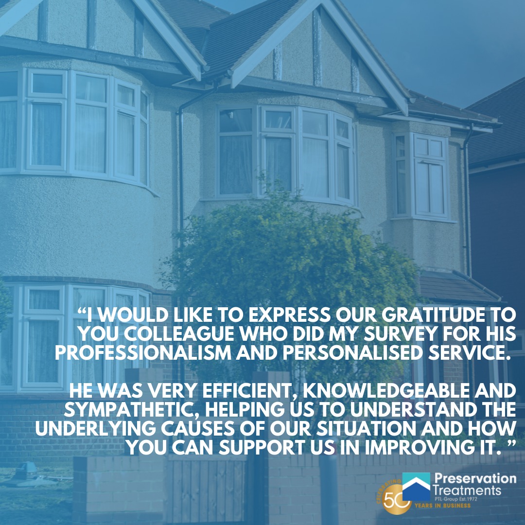 🌟 Professionalism, efficiency &amp; personalised service – that’s what we strive for!

Huge thanks to our team for providing expert surveys and clear solutions to support our customers.

#PreservationTreatments #CustomerFeedback #ExpertService #DampSurvey