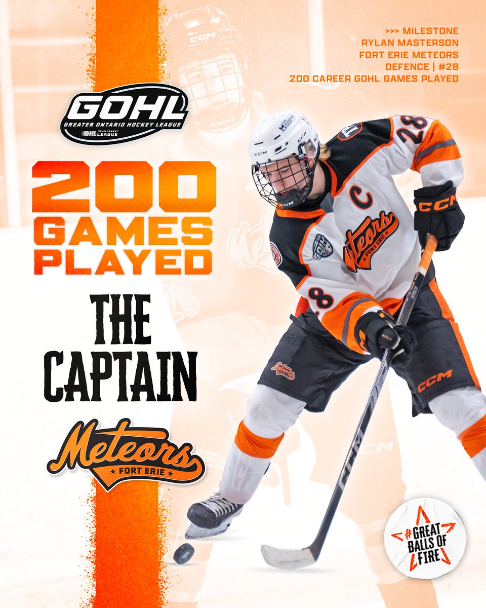 FEMeteors's tweet photo. Another milestone for 28! 

#GreatBallsOfFire☄️ | @GOHLHockey https://t.co/JXf03jsIAk