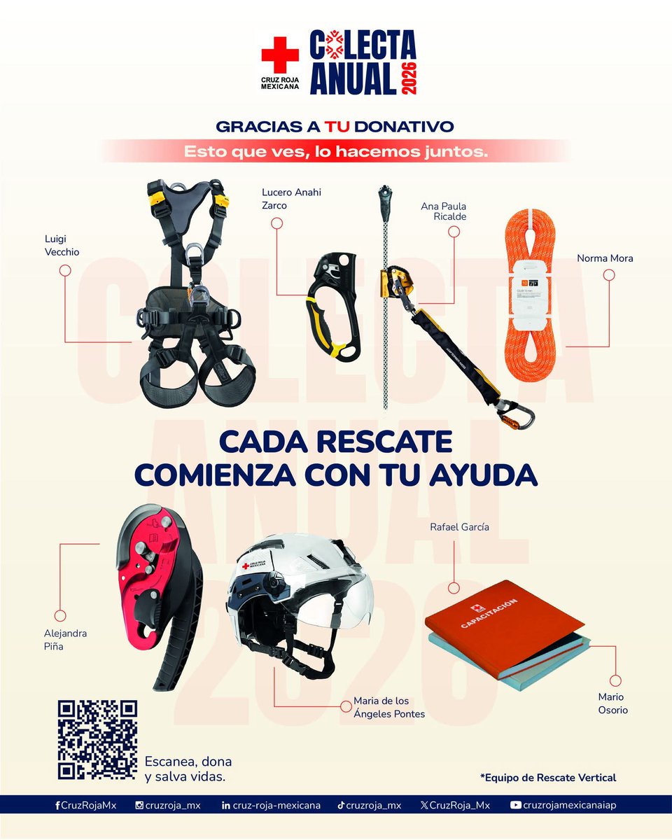 #SabíasQue gracias al uso especializado del equipo para Rescate Vertical: cuerdas, arneses, sistemas de polipastos, y otros, podemos acceder a zonas de difícil acceso donde cada segundo cuenta. 

Y #LoHacemosJuntos. 

¡Gracias por tus donaciones a la Cruz Roja! 👊🏽😉