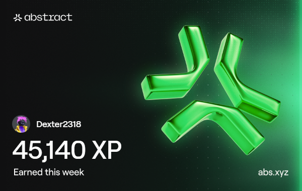 I just earned 45,140 XP on <a href="/AbstractChain/">Abstract</a>! 🎉