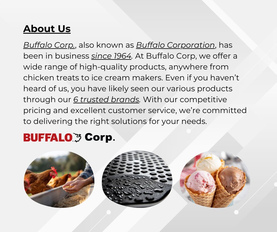 Buffalo_Corp's tweet photo. Who is Buffalo Corp?🤔
Curious what we do? 
Your intro starts here! 
#Corporation #Products https://t.co/CzhVyw95Xz