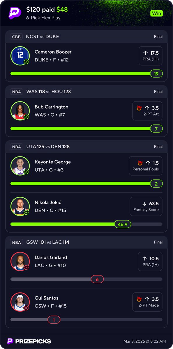 GAVAVELI_'s tweet photo. Was SoOo Close To $5K & An Additional $3K Last Night ๐ซ ๐ซ ๐ซ ๐คฆ๐ฝโโ๏ธ
#GreenBeamsBlueStrips๐
ฟ๏ธ๐งช๐
ฟ๏ธ๐ค๐ฅถ
#NUKEGANG๐ค๐ฅถ
#CBB #NBAX #NBAXLIVE
#GamblingX๐ฒ๐๐ฝ #PrizePick #PrizePicks https://t.co/O85Lq8GqK8