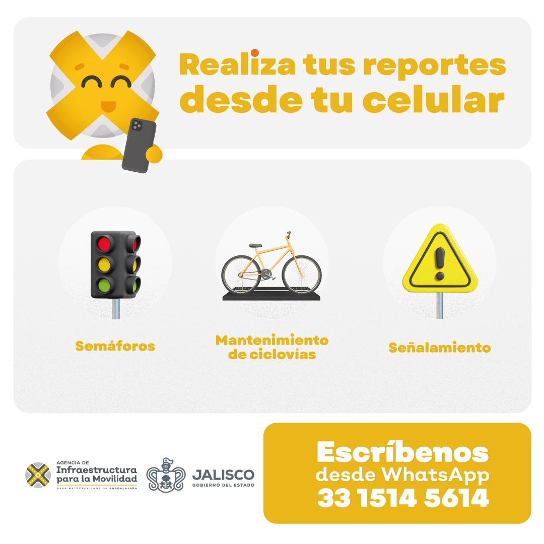 AgenciaAMIM's tweet photo. 📢 ¡Recuerda!
Si observas un semáforo apagado o dañado,
también puedes realizar tu reporte de manera rápida y sencilla a través de nuestro Chatbot 

📲 Escríbenos al 3315145614. https://t.co/Jle0rQ96Oe