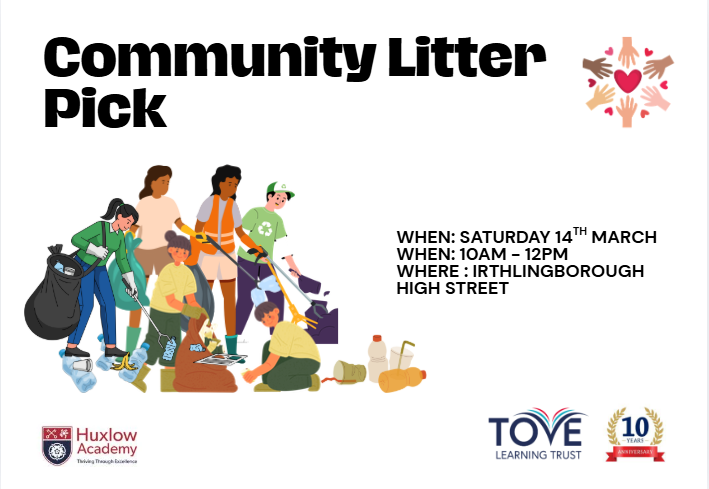 A letter has gone home today about our upcoming Community Litter Pick part of our 10 Acts of Kindness for the TLT 10th Anniversary.

📅 Sat 14 March, 10am–12pm
Students can sign up on a first‑come, first‑served basis using the link in the letter.