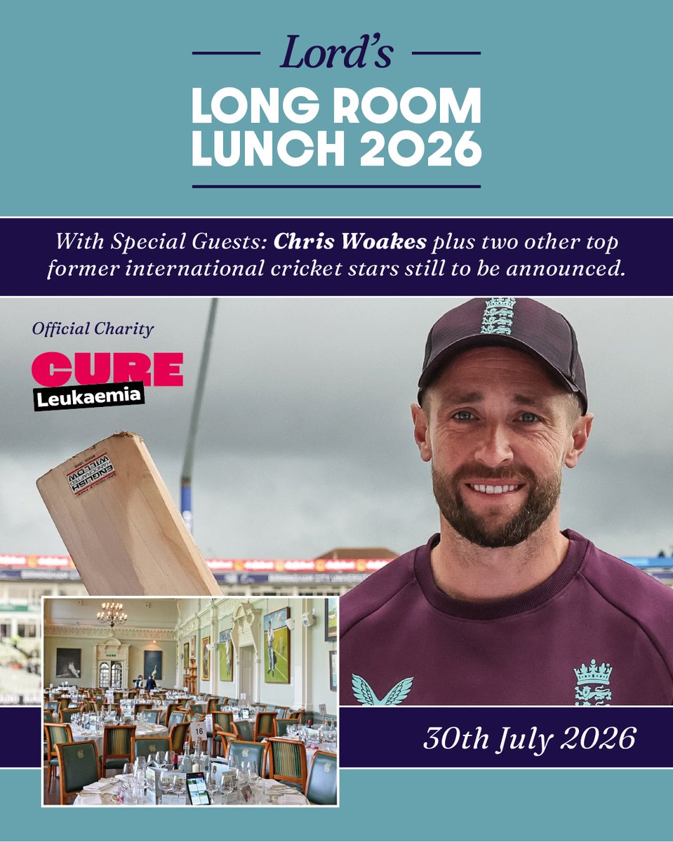 ardenfoxuk's tweet photo. 🏏 LORD'S LONG ROOM LUNCH 2026 
30/7/26
🎤England Guest Speakers:
🌟Chris Woakes+2 more TBC soon!
🎤Host-Dave Fulton (Sky Sports)
🎫Hospitality Packages:
-Prices from £295-£395 pp+vat
Contact direct=event flyer for full details &amp; to book
#englandcricket #cricketfans #ardenfox https://t.co/u0w2908a7g