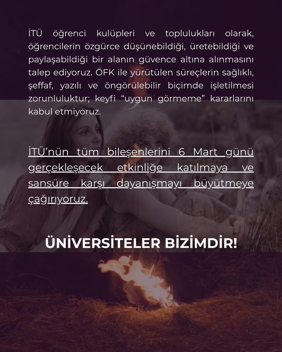 itusbk's tweet photo. İTÜ Kulüpleri olarak ortak çağrımızdır! Sansürü kabul etmiyoruz! https://t.co/sH2vI6FKPW