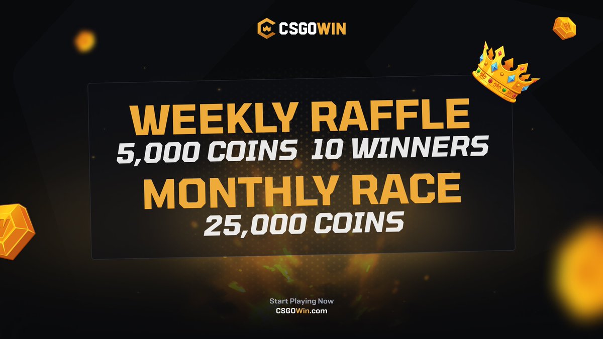 March events just dropped 🔥

🏆 25,000c Monthly Race 
🎟️ 5,000c Weekly Raffle (10 winners x 500c)
Every 10 coins wagered = 1 raffle ticket

💰 $250 Giveaway: Like + tag a friend