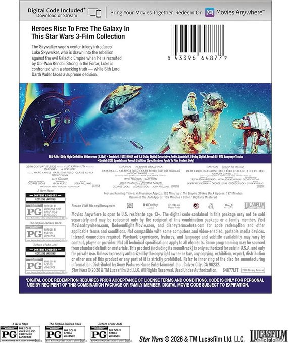 VHSDVDBLURAY4K's tweet photo. STAR WARS: THE ORIGINAL TRILOGY coming to Blu-ray on 4/7 https://t.co/z8O6RTSiZG