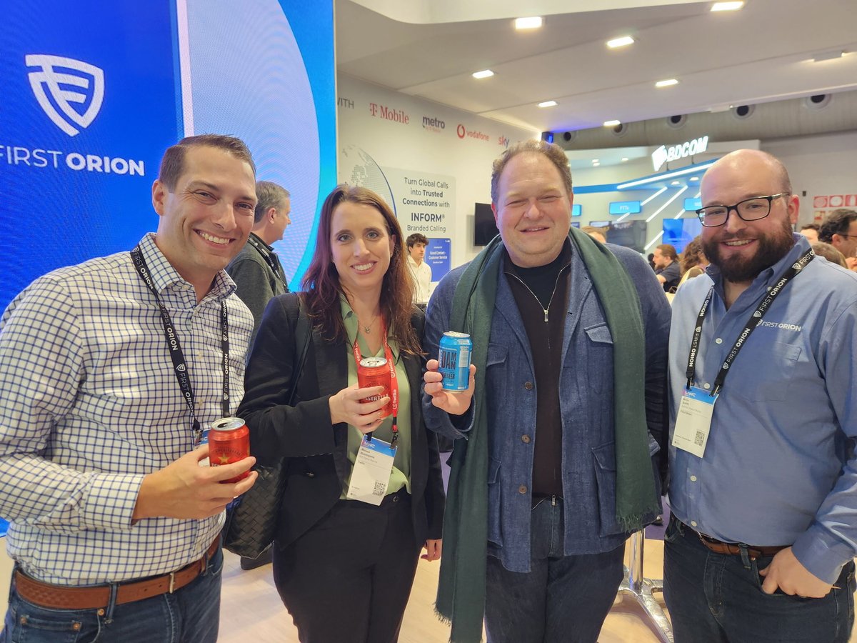 FirstOrionCorp's tweet image. Our #MWC26 Happy Hour was a hit! A huge thank you to everyone who swung by the #FirstOrion booth today. It was fantastic to reconnect with friends and meet new faces to talk about our global expansion &amp;amp; #brandedcommunications. Join us tomorrow! #BrandedCalling @MWCHub
