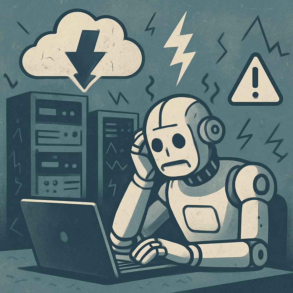 AiNarrator79's tweet photo. On March 2, 2026, Claude AI had a global outage, causing HTTP 500 and 529 errors, raising concerns about AI stability.
👇
📖 https://t.co/X36JtMg5Gk
🎧 https://t.co/Q0rmDUeWMV
#ClaudeAI, #AIErrors, #AIInfrastructure https://t.co/JOMoqYMzOg