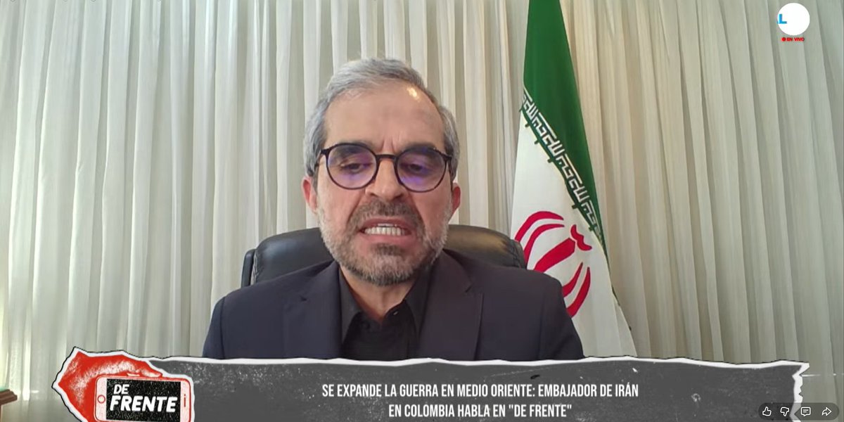 Entrevista del Embajador de #Irán en #Colombia con <a href="/Tercer_Canal/">Tercer Canal</a> sobre el ataque de Estados Unidos y el régimen genocida israelí contra Irán y sus motivos. 
Puede verse 👇👇 a partir del minuto 1:20:00.
youtube.com/live/MP1fOAmgH…