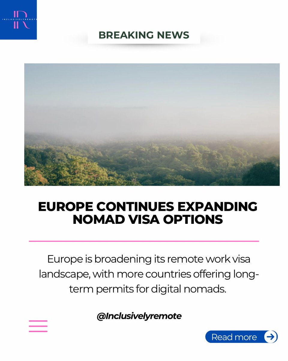InclusivelyR's tweet image. 🌍 Europe’s Digital Nomad Visa Keeps Growing, and That’s Great News for Remote Professionals!

 euronews.com/travel/2026/01…

#remotework #digitalnomadvisa #remoteworkers #visa