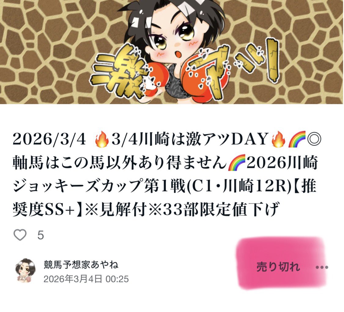 川崎12R【SS+】 公開後に即完売しました。今から再販売します。