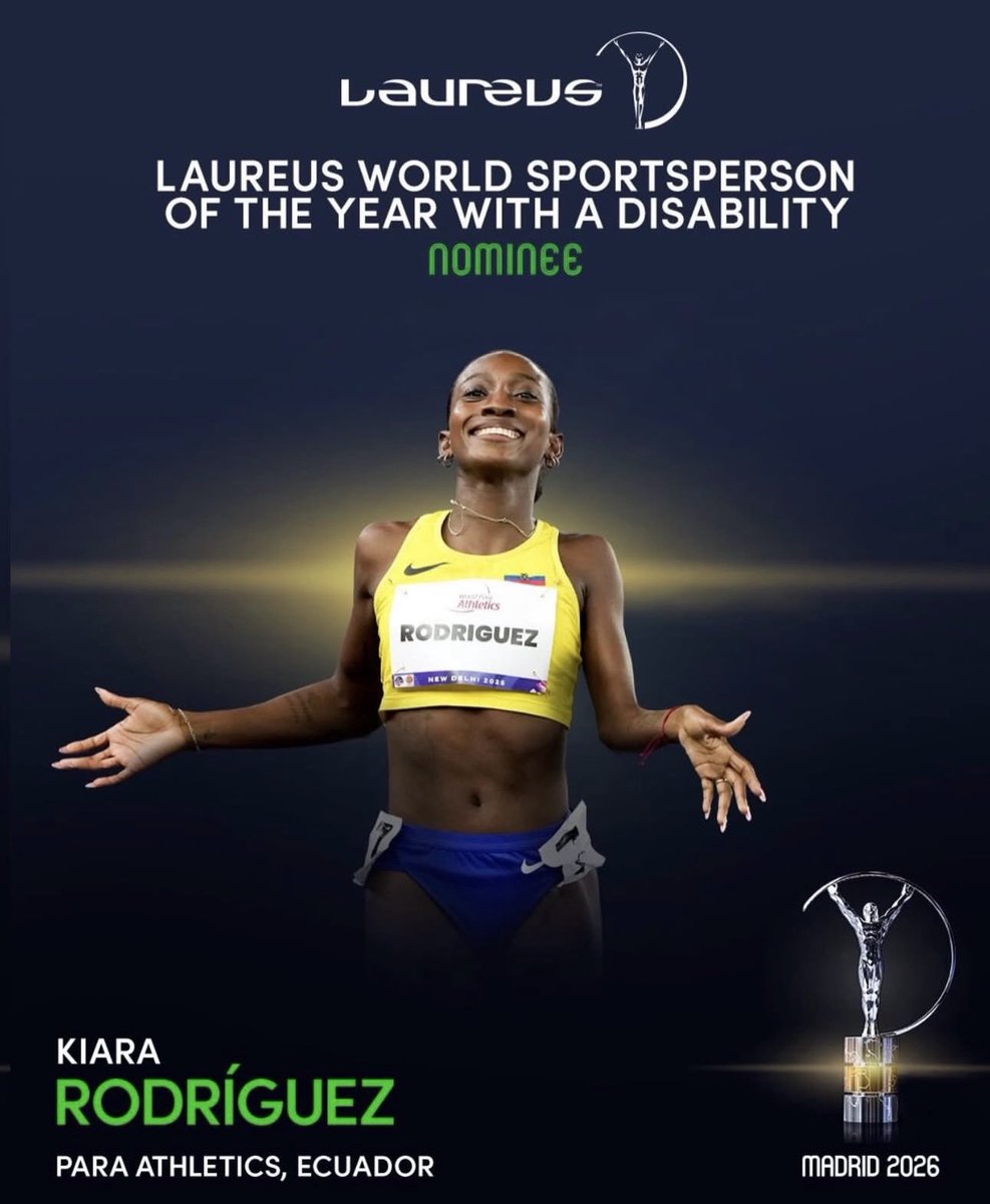 DeporteEc's tweet photo. 🏆🇪🇨 ¡Orgullo ecuatoriano!

Kiara Rodríguez fue nominada a “Deportista Mundial del Año con Discapacidad” en los Premios Laureus.

Talento y determinación que inspiran al mundo y ponen en alto al #NuevoEcuador. 🇪🇨✨ https://t.co/002SF8dL5c