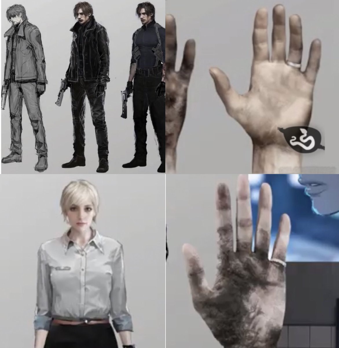 Leon and sherry in their concept art they have a ring on their finger

(Leon, the ring's position indicates the wedding ring.)
(Sherry, the position of the ring indicates the celibacy ring.)
