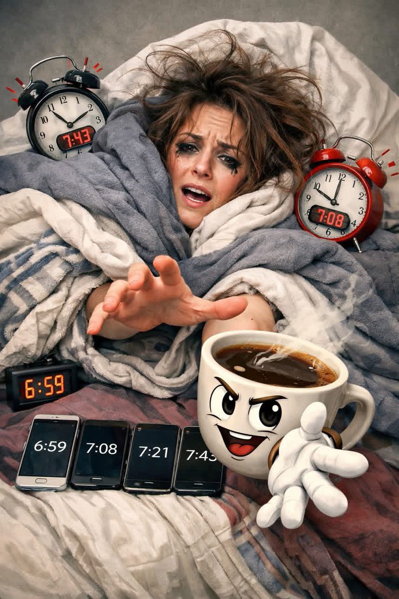 indyapple's tweet photo. Word of the Day: “Snoozeflation” Noun — When you hit snooze so many times, you're fashionably late but still somehow managing to feel like you've been run over, tired. #WordOfTheDay #GenXHumor #RelatableLife #MenopauseMoments https://t.co/BE1AVSmN06
