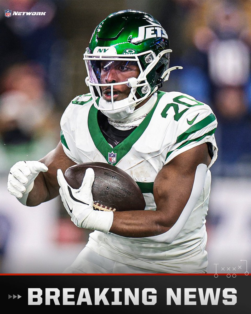 The #Jets are franchise tagging RB Breece Hall, per The Insiders, giving him a one-year deal. They’ll keep working on a contract.