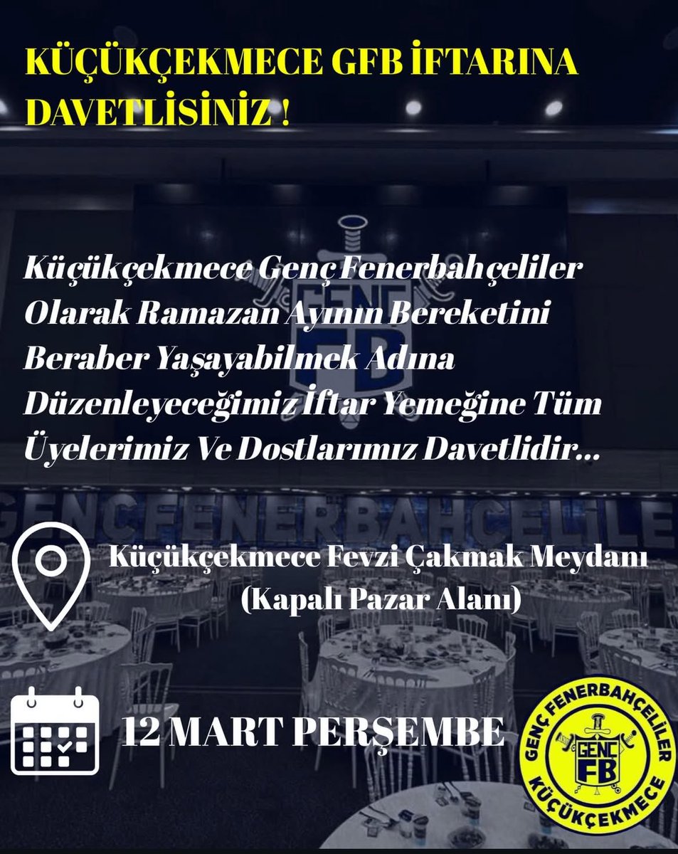 kcekmecegfb34's tweet photo. KÜÇÜKÇEKMECE GFB İFTARINA DAVETLİSİNİZ! https://t.co/vCR13te53S