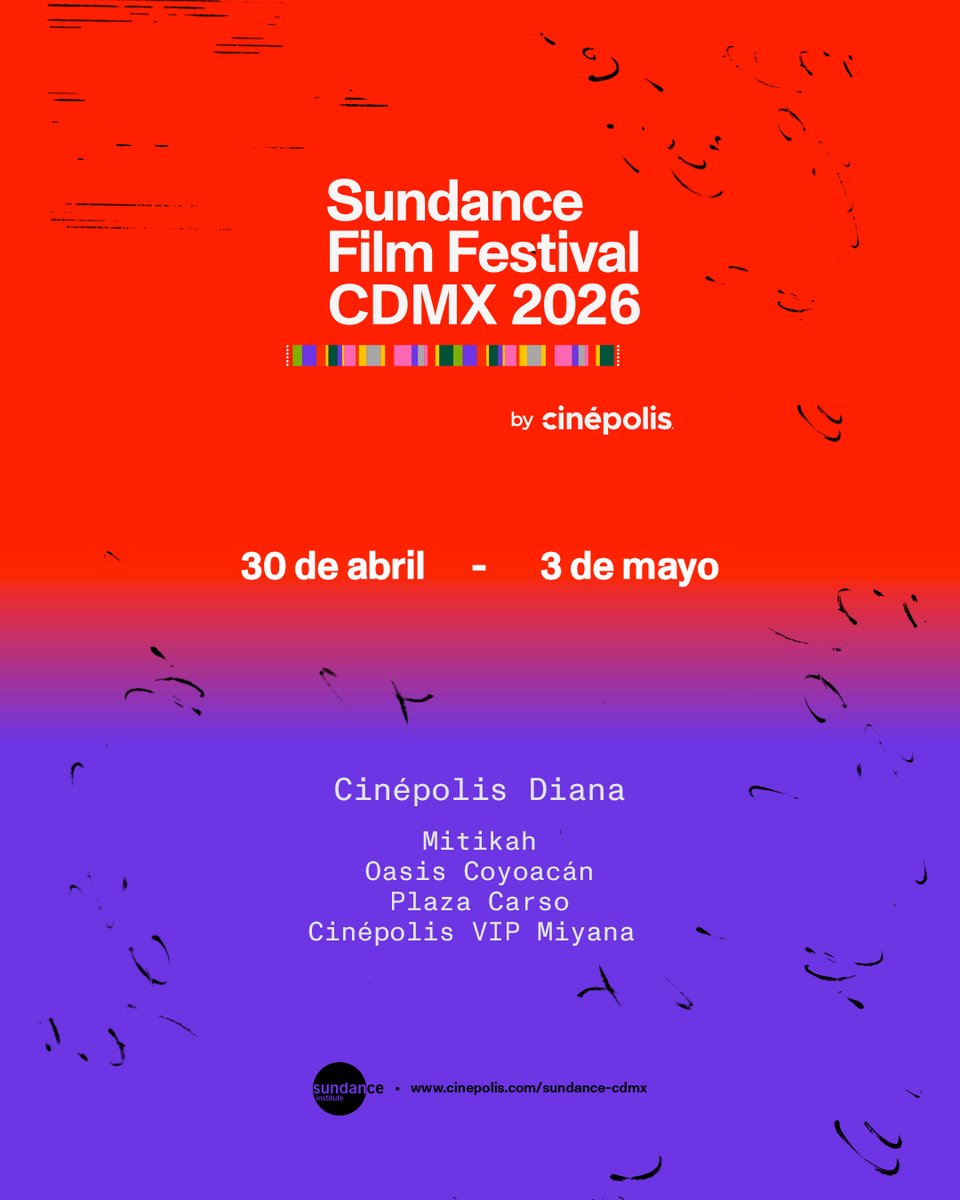SaladeArtecine's tweet photo. ¡Agenda las fechas! Sundance Film Festival: CDMX 2026 regresa en su 3a edición del 30 de abril al 3 de mayo a Cinépolis.

Te espero para descubrir lo mejor del cine independiente 📽️

#SundanceFilmFestival #CDMXCinépolis https://t.co/1qr5Osiuj6
