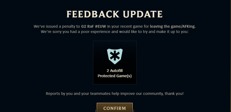 If someone is rage quitting my game, I dont want fcking Autofill Protections FFS