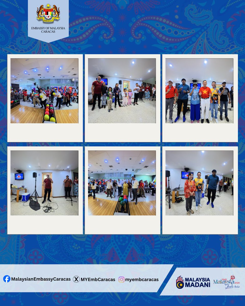 MYEmbCaracas's tweet photo. On 28 February 2026, the ASEAN Committee in Caracas (ACC) organised its annual ASEAN &amp; Friends Bowling Tournament, bringing together ASEAN families in Caracas for a day of friendly competition and shared laughter. https://t.co/U6zyQ5GtNG