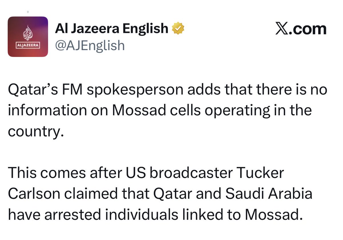 Qatar and AlJazeera fact-checking Tucker Carlson is the funniest development of the day.