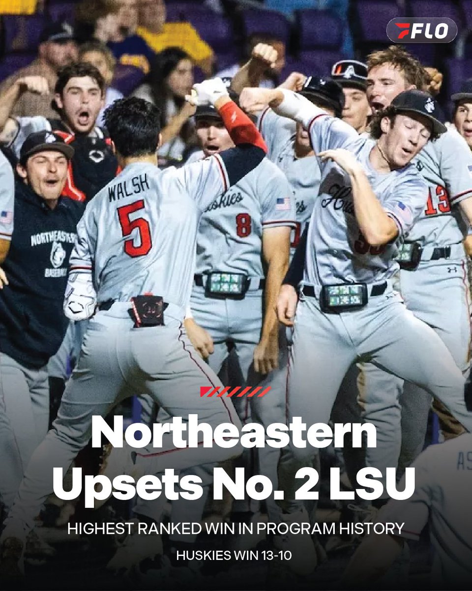FloCollegeBSB's tweet image. 𝗡𝗢𝗥𝗧𝗛𝗘𝗔𝗦𝗧𝗘𝗥𝗡 𝗧𝗔𝗞𝗘𝗦 𝗗𝗢𝗪𝗡 𝗡𝗢. 𝟮 𝗟𝗦𝗨‼️

Huskies defeated LSU for the highest-ranked win in program history and first victory over a top-10 opponent since 2022.

#CAA | @CAASports | @GoNUbaseball