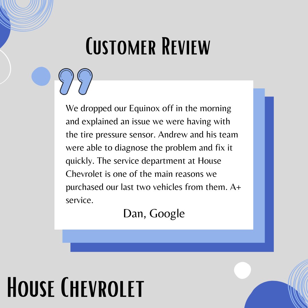 HouseChevy's tweet photo. Dan, thank you for sharing your experience! It’s wonderful to know our service department has earned your trust and played a part in your last two vehicle purchases. We truly appreciate your feedback and look forward to serving you again! https://t.co/Nu6VuXHB8M