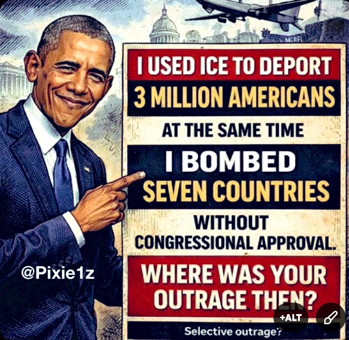 🛫 Three million deportations. Seven countries bombed.

Silence then. Screaming now. 🗣️

Selective outrage at its finest!
