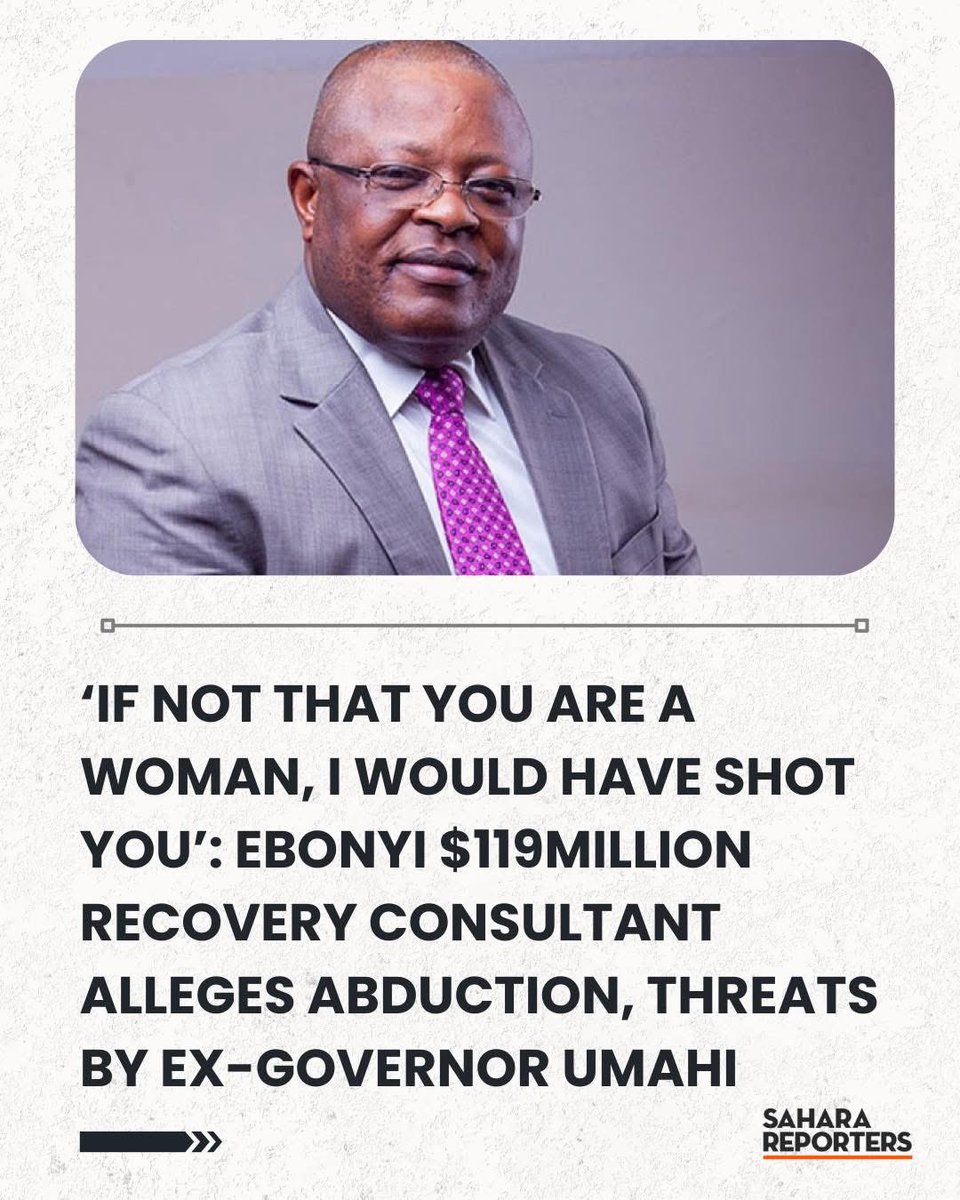 ChinasaNworu's tweet photo. EXCLUSIVE: ‘If Not That You Are A Woman, I Would Have Shot You’: Ebonyi $119Million Recovery Consultant Alleges Abduction, Threats By Ex-Governor Umahi .
 https://t.co/sbtzOnRO3s
@radiobiafralive 
@NGRSenate https://t.co/x5bRdydFv3