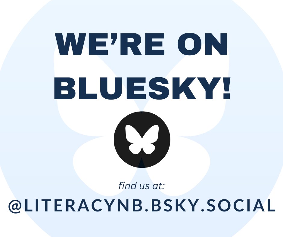 LiteracyNB's tweet photo. 🎉Exciting news! We're on Bluesky now! Find and follow us on Bluesky as @literacynb.bsky.social and stay connected with us everywhere. https://t.co/A3SAD2W9ac