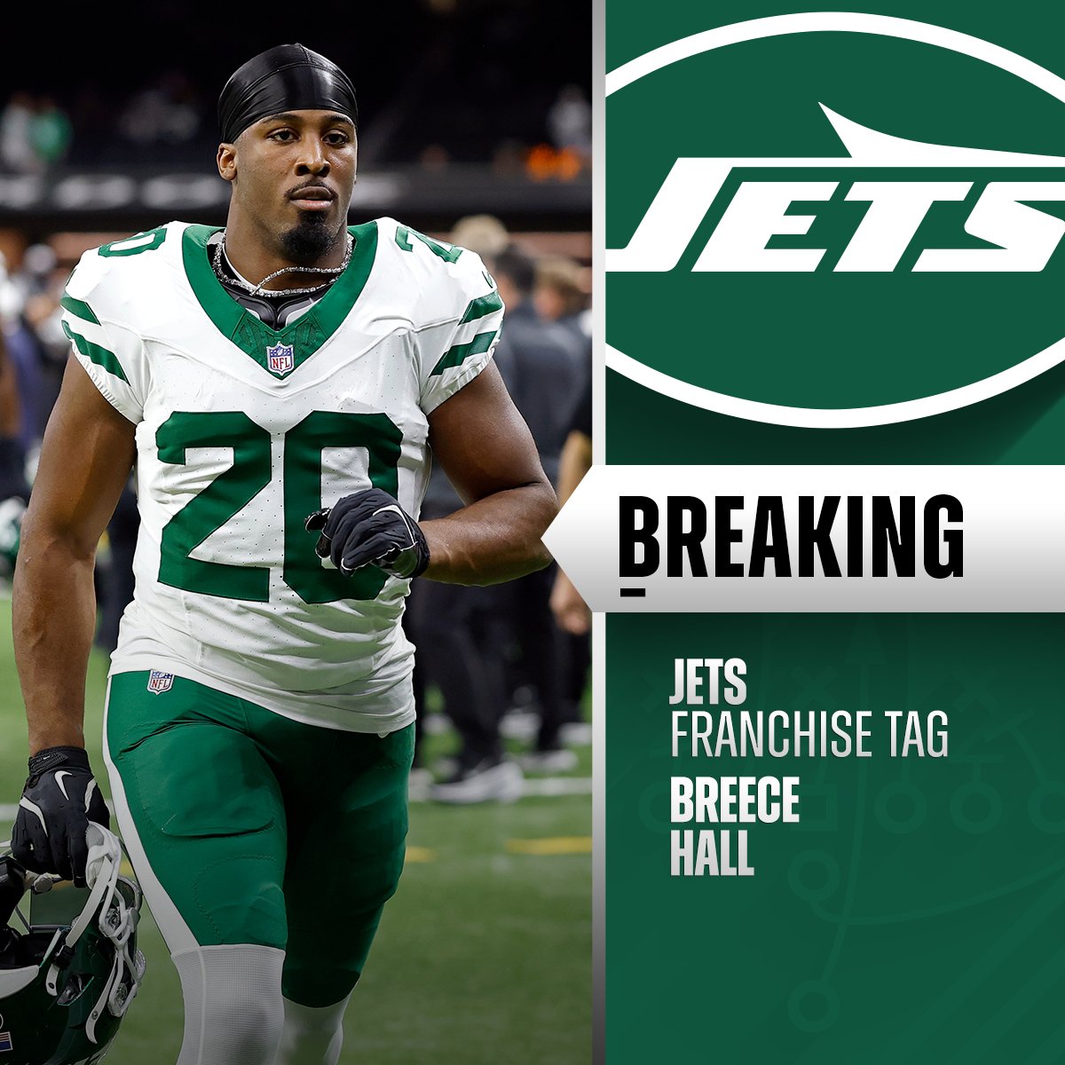 Jets to use franchise tag on RB Breece Hall. (via @RapSheet, @TomPelissero, @MikeGarafolo)