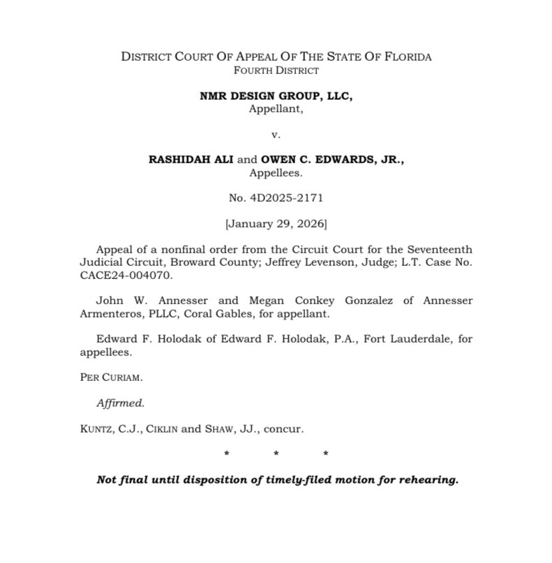 RASHIDAH “RAH” ALI – VIOLENT CAREER CRIMINAL AND PROVEN THIEF STRIKES AGAIN
  
Latest victim: NMR Design Group, LLC. They sued Rah Ali and her sidekick Owen C. Edwards Jr. in Broward County Circuit Court for unpaid work – design, construction, whatever the hell services they