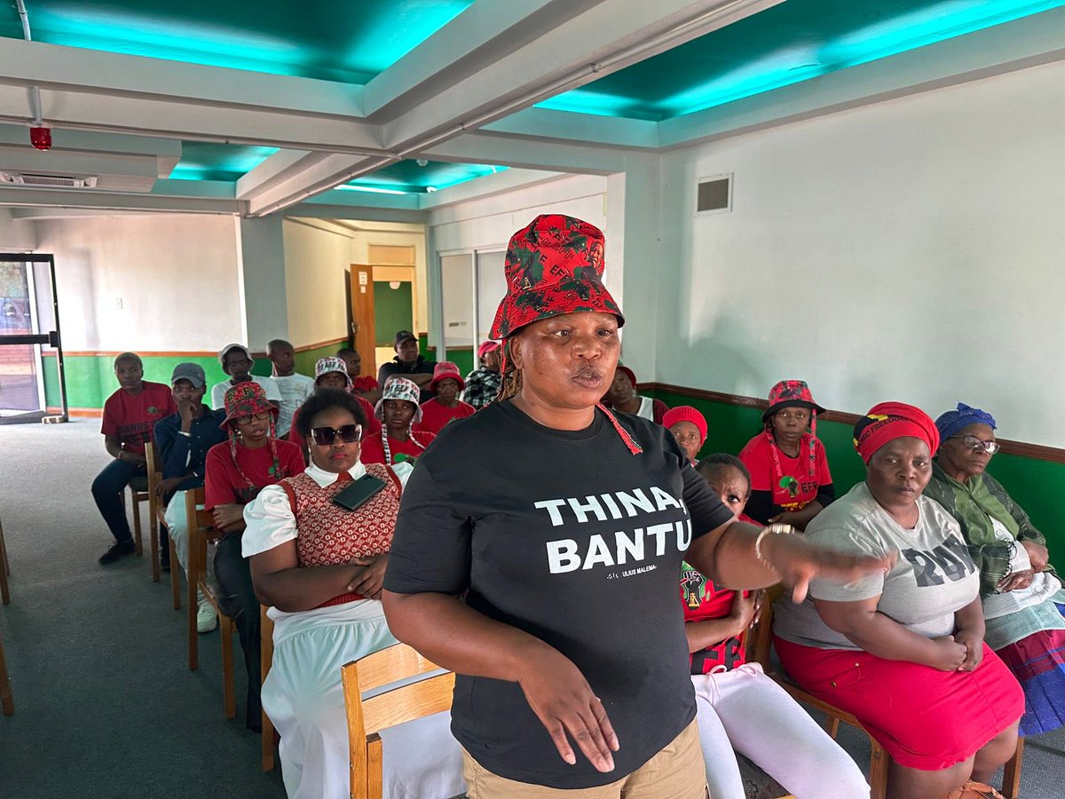 EFF_FreeState's tweet photo. ♦️IN PICTURES♦️

EFF TBN Sub-Regional leadership led by the Chairperson, Fighter Beleme Thomas met with branches in Thaba Nchu at the Civic Centre to map out a way forward for the upcoming local government elections and to build strong EFF branches that will take the organisation to win wards.

Grassroots efforts are what we know, to amplifying marginalized voices and spark collective action.

#VictoryOrDeath