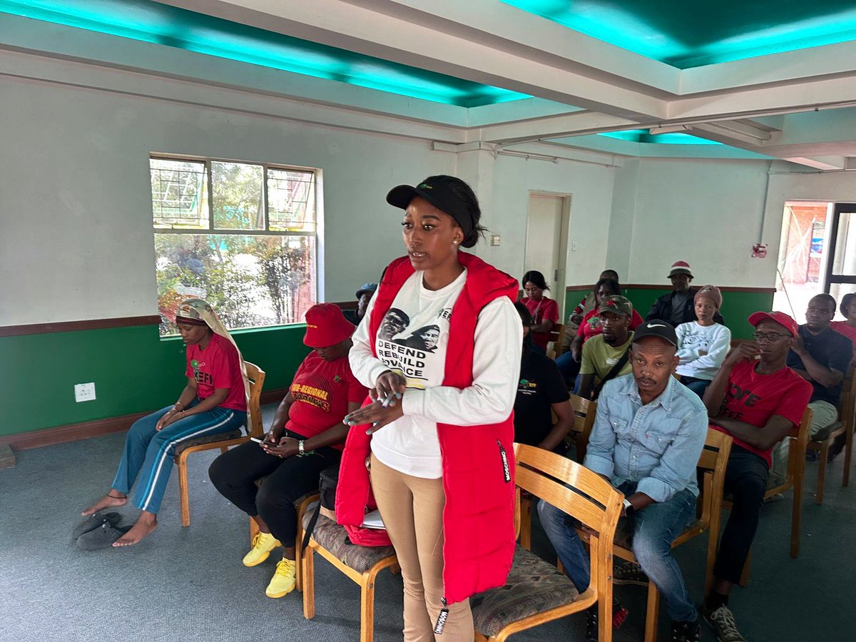 EFF_FreeState's tweet photo. ♦️IN PICTURES♦️

EFF TBN Sub-Regional leadership led by the Chairperson, Fighter Beleme Thomas met with branches in Thaba Nchu at the Civic Centre to map out a way forward for the upcoming local government elections and to build strong EFF branches that will take the organisation to win wards.

Grassroots efforts are what we know, to amplifying marginalized voices and spark collective action.

#VictoryOrDeath
