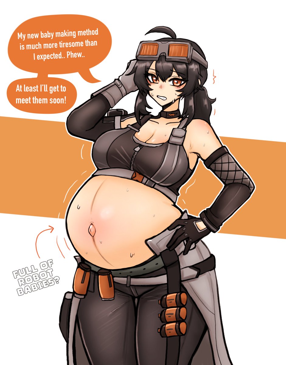 Grace has been optimizing her methods for assembling her little robo-babies. And lucky her! She finally figured out how to turn herself into a fully automated production unit. Now she’s carrying her newest mechanical prototype inside her massive belly.