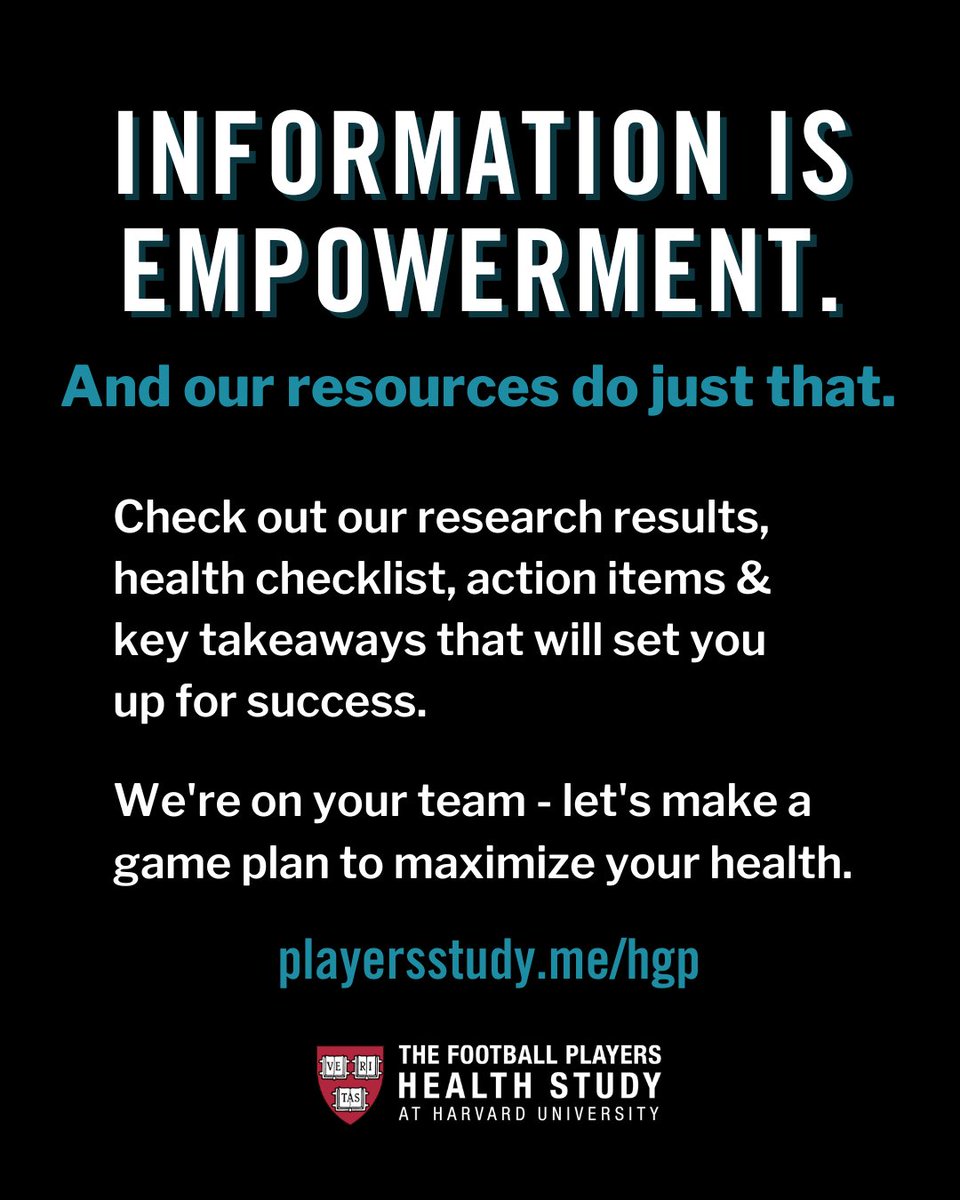 PlayersStudy's tweet photo. Information is empowerment. And our resources do just that. Check out our research results, health checklist, action items, &amp; key takeaways that will set you up for success. We're on your team - let's make a game plan to maximize your health: https://t.co/4Ru1hMZmvl https://t.co/BljdDVs0t6