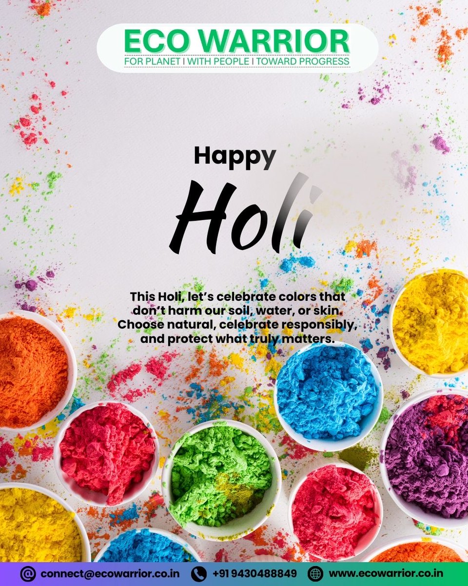 ecowarriorind's tweet photo. We wish everyone a safe, sustainable, and meaningful Holi.

#EcoWarrior #SustainableCelebration #GreenHoli #EnvironmentalResponsibility #Sustainability #ResponsibleFestivals https://t.co/tVvLfZY2ZX